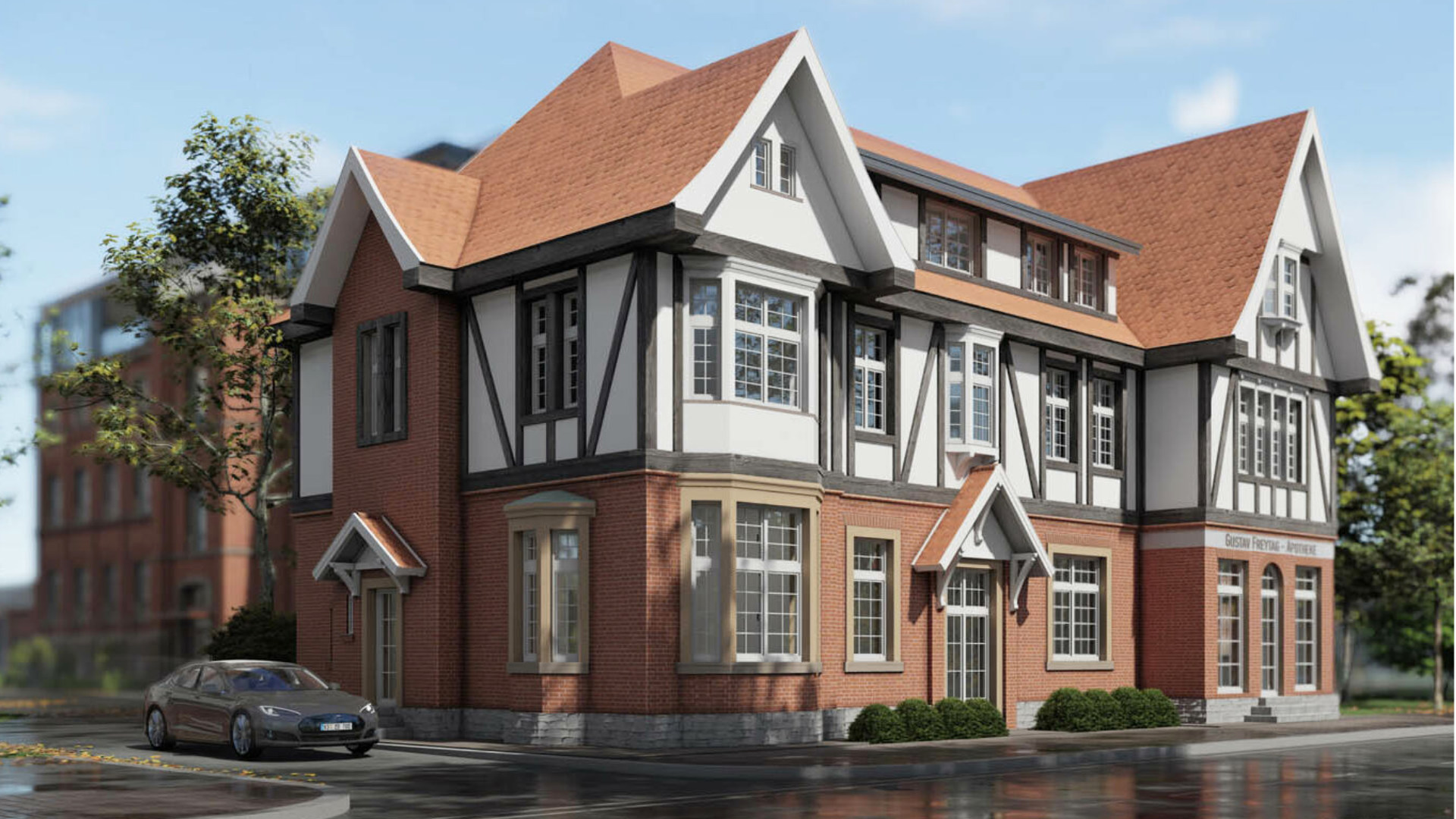Historische Villa Gotha, Tudorstil Architektur, Sanierungsprojekt, Wohnraum Gotha, Immobilieninvestment, Exklusive Wohnungen, Stadtentwicklung, Wohnen im Grünen, Parkresidenz Gotha, Architektonisches Juwel
